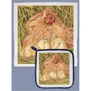 Pipsqueak Productions  Chicken Buff Orpington Dish Towel And Pot Holder Set
