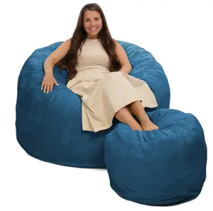 Ultimate Sack 4000 Bean Bag Chair with Footstool (Bundle) - 4 ft. Height, Comfortable Sitting Experience, Ideal for Gatherings and Events