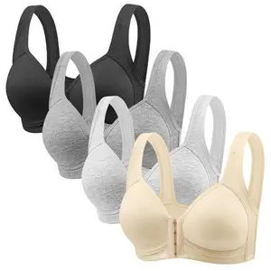 EssElegance Adjustable Front Fastening Push-Up Bra, Wire-Free Cross Back, Seamless Side Contouring for Daily Comfort in Warm Seasons