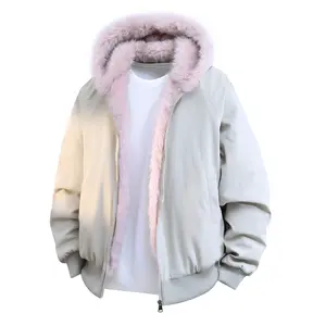 New winter cotton-padded jackets for men and women, loose cotton-padded jackets for couples Fashionable hooded, woolen collar, loose long-sleeved, zipper jacket, cotton-padded jacket