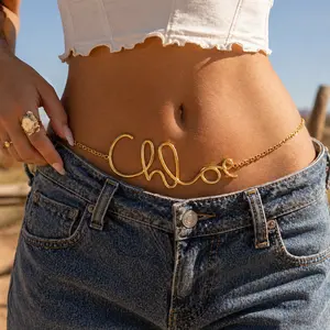 Retro Exaggerated Letter Metal Chain Waist Belt, Vintage Unisex Fashion Waist Accessory