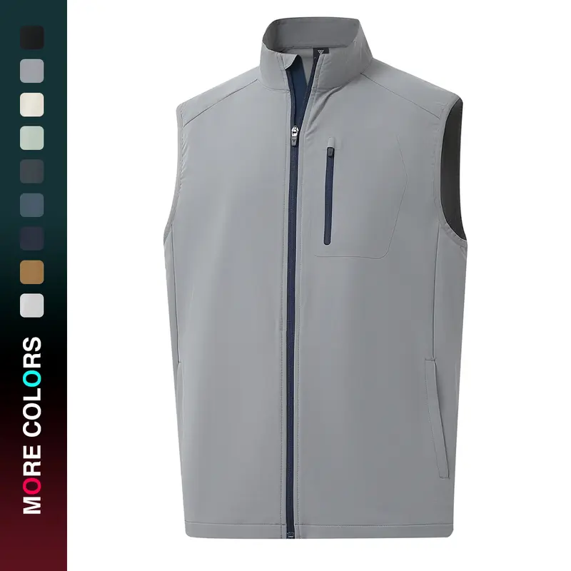 MAELREG Mens Vests Outerwear Windproof Lightweight Softshell Vests Zip Pockets Sports Sleeveless Jacket Golf Vests for Men