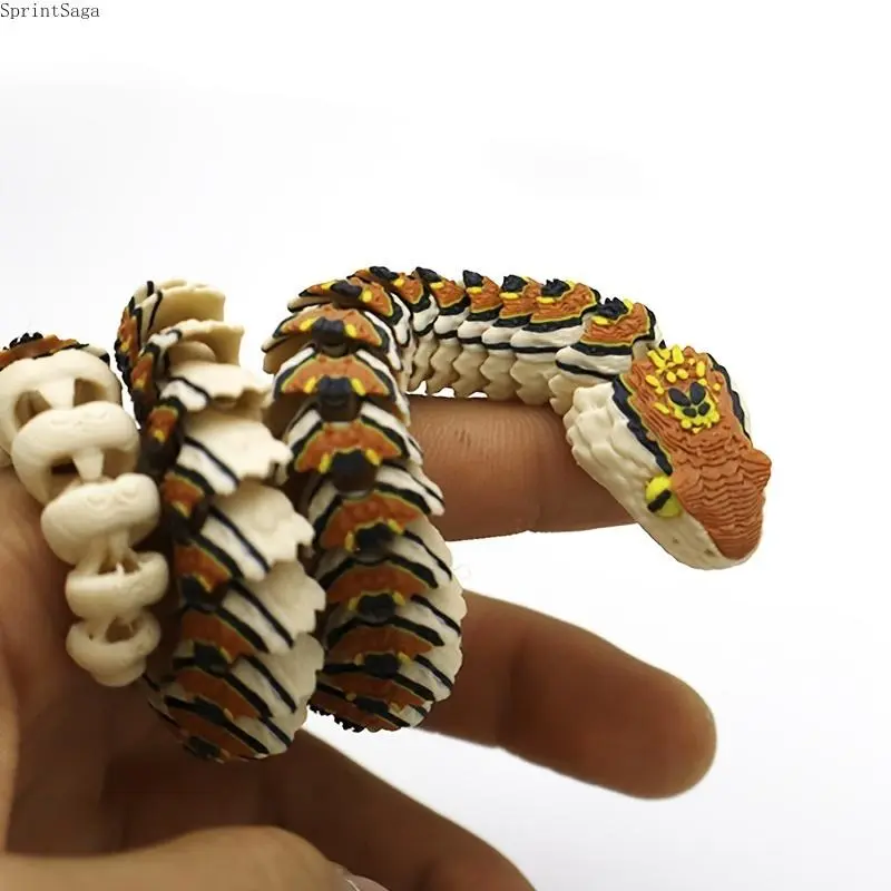 Realistic 3D Printed Snake Figure, Articulated Fidget Toy, Flexible Room Decor Ornament and Prank Prop for Collectors, Room Decor Ornaments Figurine Collectibles Figurines For Adults, Three-Dimensional