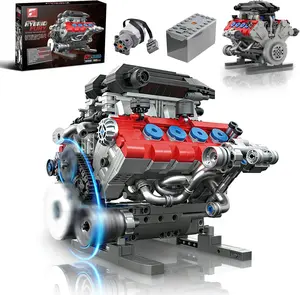 V8 Engine Building Set for Adults, Build Your Own MOC Mini V8 Engine STEM Model Toy with Motor, Model kit that Run, Car Engine Building Blocks for Teens & Kids Boys (1189PCS)