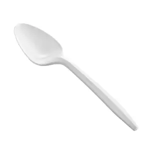 100 Pack Disposable Plastic Spoons – White Medium Weight Party Cutlery
