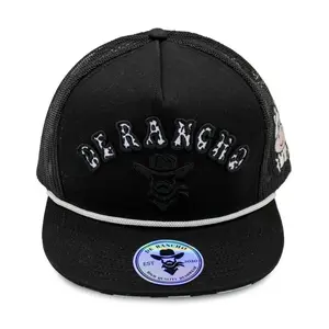 De Rancho Cow Print Edition Flat Snapback Hat with Embroidery and Logo