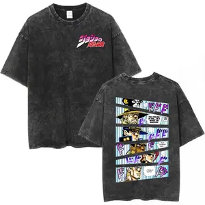 A *JoJo's Bizarre Adventure*-themed retro-washed, short-sleeve cotton T-shirt. Weighing 230g, this unisex tee is suitable for all seasons—making it an excellent choice for everyday wear, sports, and social gatherings.