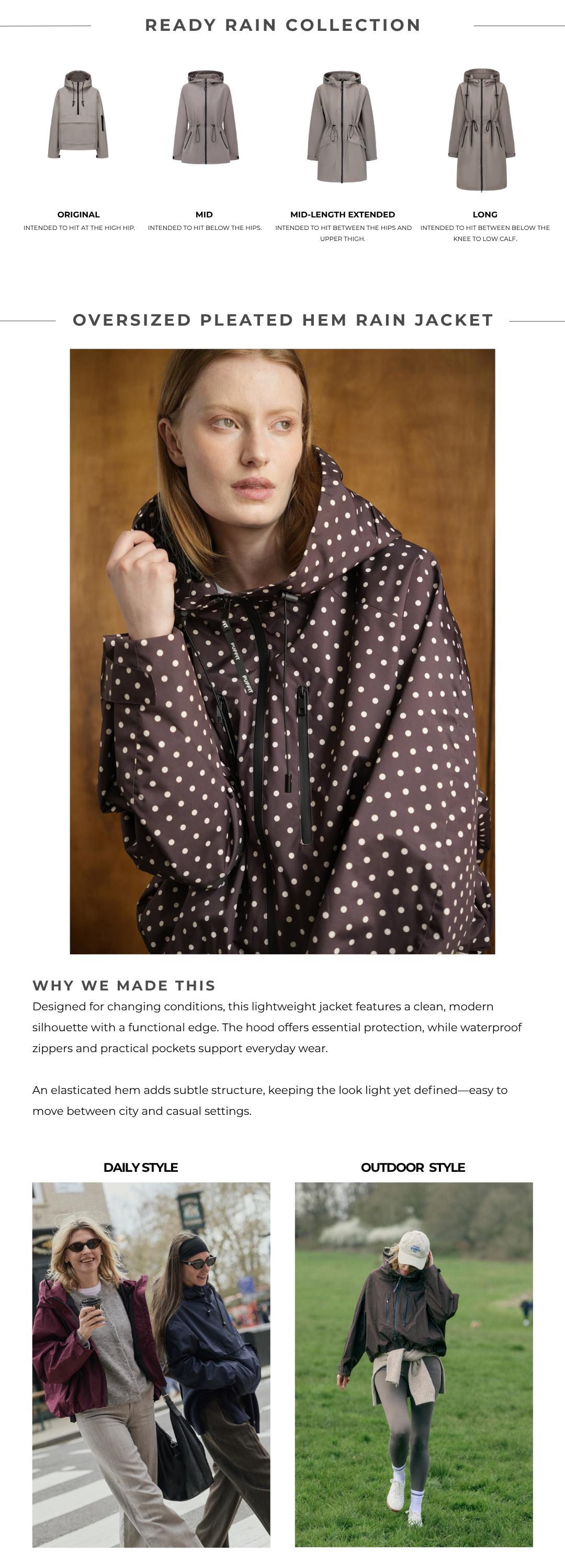 【Restocked】PUFFIT STM-TEX Short One-Size Rain Jacket With Pleated Hem,Hooded Jacket,Waterproof Jacket,Women Jacket,Wide-Brim Hood,Adjustable Cuffs,Zips,Outdoor Sport,Jacket,Statements,Windbreaker,Spring,Dog Walking,School Running,Football Mum,Stylish 【Restocked】PUFFIT STM-TEX Short One-Size Rain Jacket With Pleated Hem,Hooded Jacket,Waterproof Jacket,Women Jacket,Wide-Brim Hood,Adjustable Cuffs,Zips,Outdoor Sport,Jacket,Statements,Windbreaker,Spring,Dog Walking,School Running,Football Mum,Stylish
