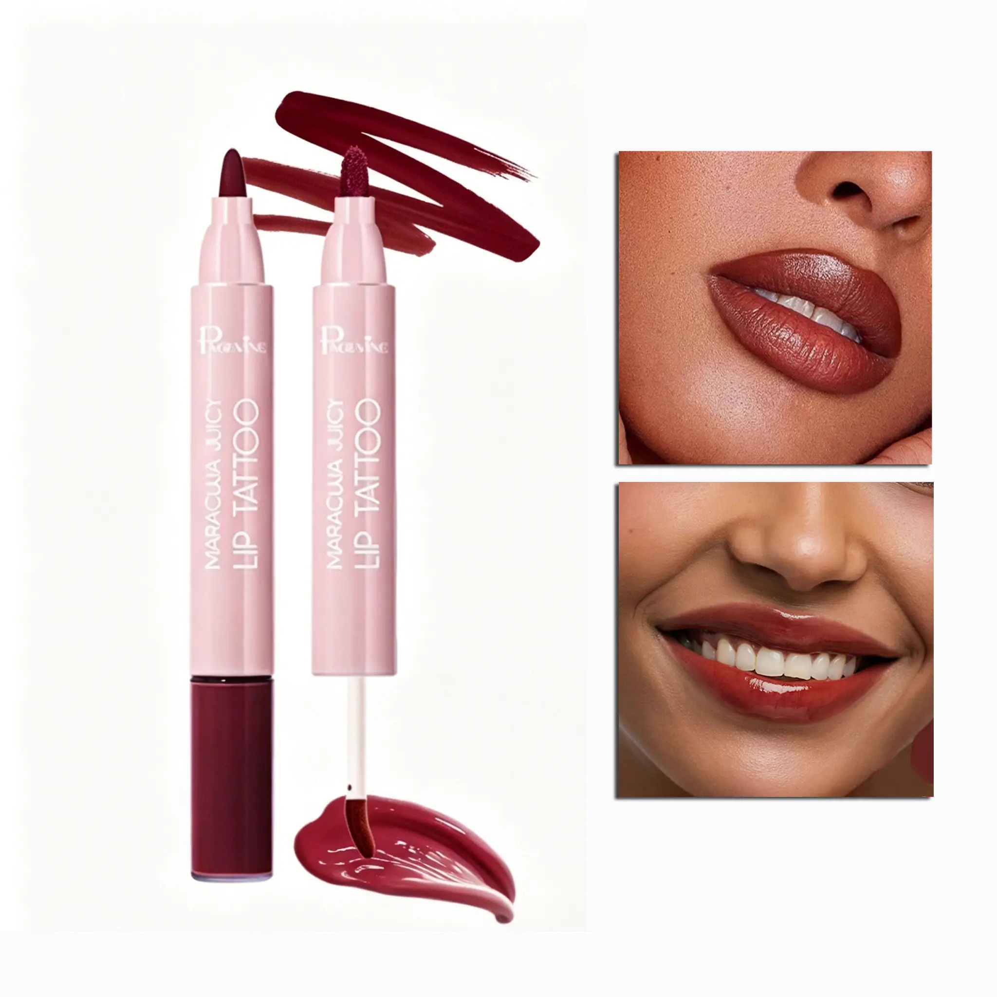 3-in-1 Lip Product - Lip Stain, Liner & Lipgloss, Smooth Non-Tug Liner, Glossy Film-Forming Finish, Long-Lasting Non-Cup-Mark Formula, Quick Application for Daily Commuting Makeup, Lipliner, Waterproof