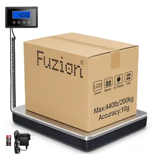 200kg Shipping Scale 440lb x 10g Accuracy,  Postal Scale with Hold/Tare/Stainless Steel Platform,    Express scale Parcel scale Digital Shipping Scale for Packages/Small Business/Luggage, Battery & AC/DC Adapter Pet scale Courier scale