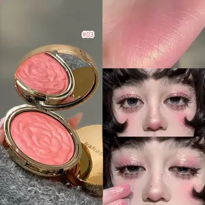 Elegant Petal Shape 3D Flower Pearl Blush, Fine Micro-Shimmer Brightening, Lightweight Long-Lasting, Natural Radiance, Dual Use Blush Highlighter