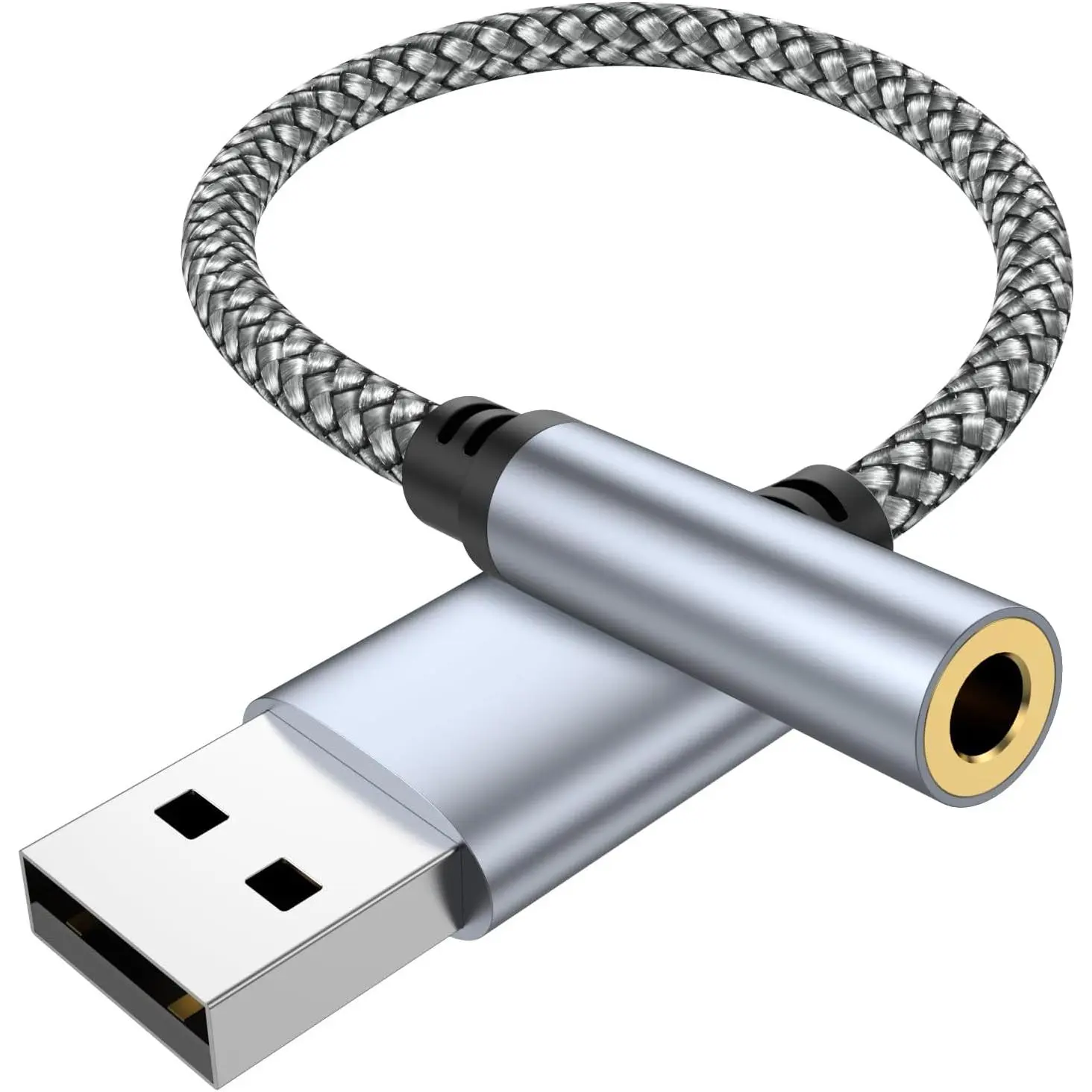 USB to 3.5mm Jack Audio Adapter, USB to Audio Aux  External Stereo Sound Card, USB to 3.5mm TRRS Female Headset for PS4/PS5/Headphone//Linux/Laptop/Desktops/Docking Station