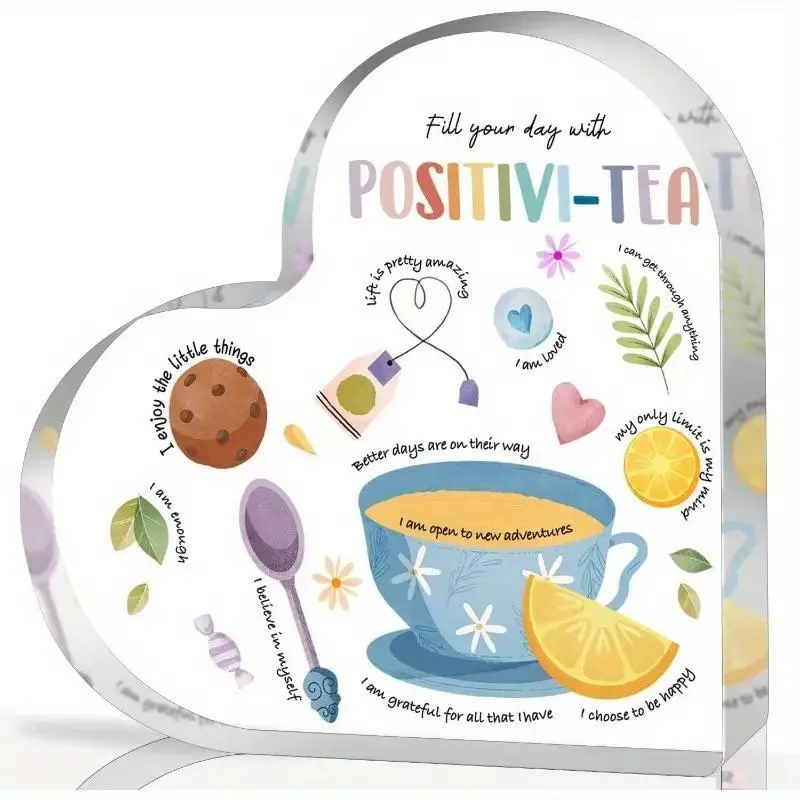 Positive Self Talk Affirmation Desk Sign, 1 Count Acrylic Desk Plaque Sign, Decoration for Home Office Classroom