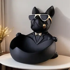 French Bulldog Resin Desktop Decor, Storage Box, Home Decoration, Ideal Gift for Christmas, New Year, Spring Festival, Entryway Placement