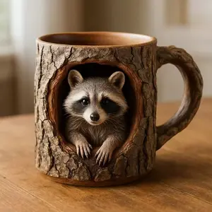 Raccoon/Owl Tree Hollow Mug 11oz Funny Accent Mug Animal Novelty Coffee Mugs Reusable Drink Cups Drinkware
