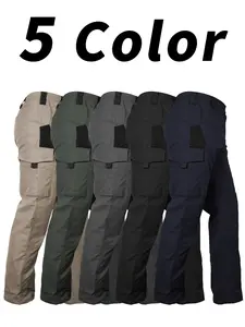 HOMUG Men's Solid Color Tactical Work Pants, with Multiple Pockets and Zipper Closures, Durable Outdoor Training Pants, Available in Multiple Colors, Fishing, outdoor activities, work, hiking, camping 230 Grams Per Square Meter Men's Set. SpringStatements