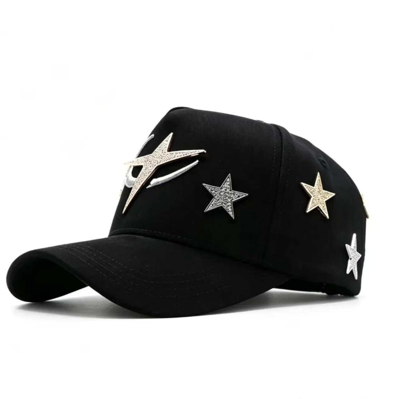 Unisex Rhinestone Star Hip-Hop Baseball Cap, Adjustable Snapback Hat for Travel, Daily Street Wear