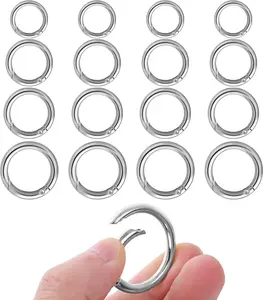 16PCS Trigger Metal Spring O Rings Round Carabiner Clip Snap Trigger Spring Keyrings Buckle for Handbag Craft Making