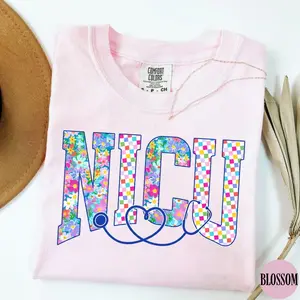 NICU Floral Nurse Shirt, NICU Nurse Comfort Colors Shirt, Stethoscope Nurse, NICU T-Shirt, Comfort Colors Nicu