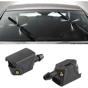 2 count Front Windshield Washer Nozzles, 4-Way  Sprinkler Windshield Wiper Washer Replacement, Auto Left Right Windshield Washer Wiper Arm Sprayer, Universal  Accessories