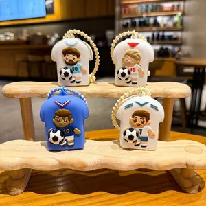 3D Cartoon Soccer Player Mini Wallet, Trendy Sports Themed Silicone Coin Bag, Portable Keychain Purse Gifts for Football Fans