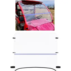 Clear Flip Windshield Compatible with 2006-2016 Kawasaki Mule 610 600 SE XC Front Fold Up Windscreen