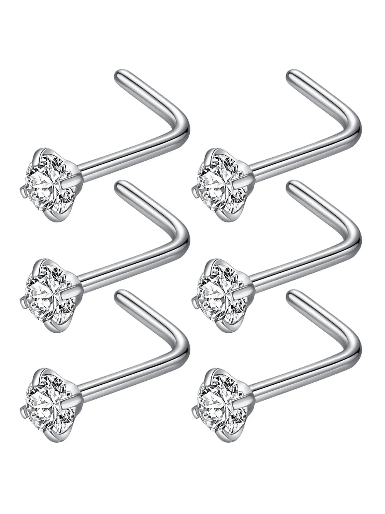 L-shaped Nose Studs, Stainless Steel Nose Rings, Nostril Piercing Body Jewelry for Women & Men, Fashion Accessories for Party, Daily Clothing Decor, High Quality Jewelry