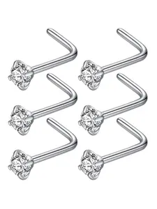 L-shaped Nose Studs, Stainless Steel Nose Rings, Nostril Piercing Body Jewelry for Women & Men, Fashion Accessories for Party, Daily Clothing Decor, High Quality Jewelry