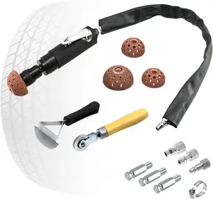 Tire Repair Kit, Tire Repair Polish Patch Tools, Include 3000rpm Low Speed Air Tire Buffer Tire Patch Roller Tire Inner Liner Scrapper Tungsten Steel Buffing Wheel 38mm 55mm