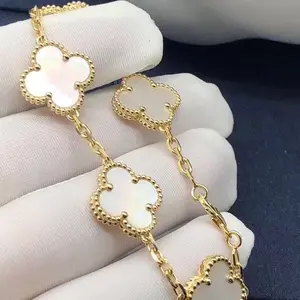 White flower bracelet - stainless steel chain