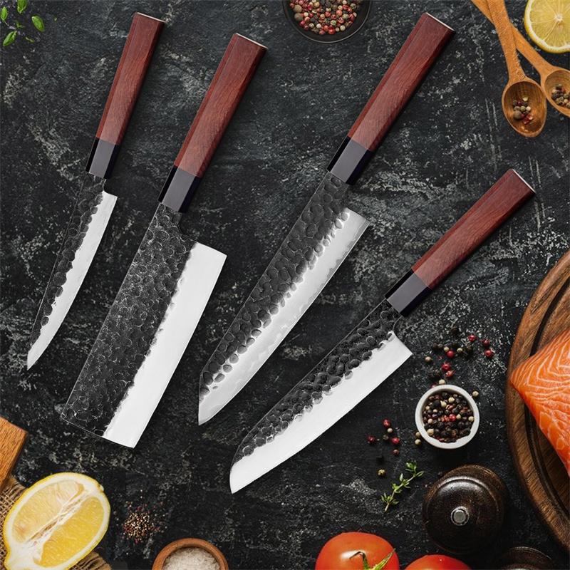 TUSKBLADE KITCHEN KNIFE SET 4 PIECE “PM8 Octa Series” – Composite Steel Chef Knives with Octagonal Grip