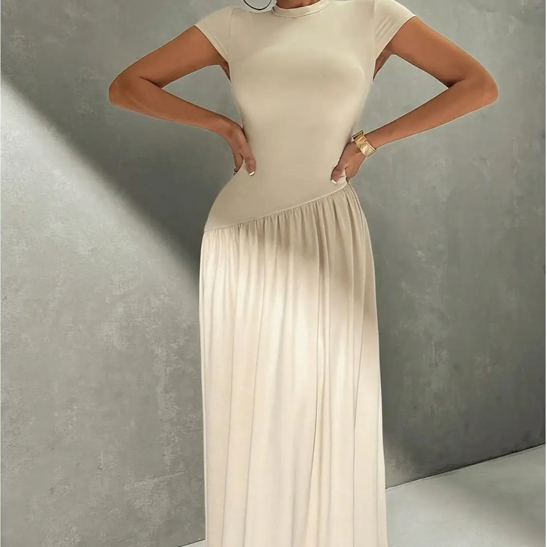Women's Summer Maxi Dress Modest Mock Neck Cap Sleeve A Line Flowy Elegant Long  Dresses for Casual & Semi Formal Events - TikTok Shop