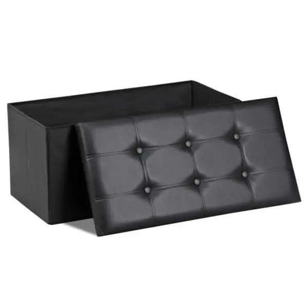 30" Tufted Upholstered Storage Ottoman - Footstool with Storage, Multi-Purpose Indoor Furniture Stool for Bedroom, Living Room Decor, Storage Stool