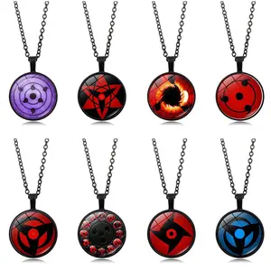 Naruto Sharingan Necklace Pendant for Men and Women, Versatile Anime Accessory, Vintage Jewelry, Gift for Friends, Available in Various Colors and Lengths 45cm