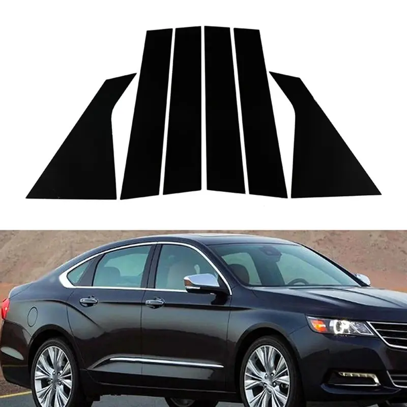 for Chevrolet Impala 2014-2020, 6pcs Glossy Black Pillar Posts Door Side Window Trim Cover Decal Car Stickers Automotive Decals Car Accessories Automobile Decals Sticker For Cars