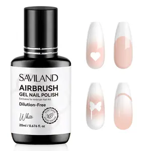 SAVILAND Plus Airbrush Gel Nail Polish: 20ml White Gel Polish High Color Saturation Perfect Ombre Nail Art Long-lasting No Clogging & Dilution Needed