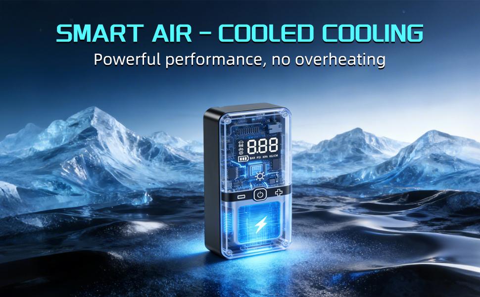 Portable Tire Inflator Air Compressor, 150 PSI High Pressure, Cordless Design, Smart Hose On Off, Fast Inflation, Dual Power 6000mAh Battery and 12V Car Plug, Advanced Cooling System, Long Battery Life
