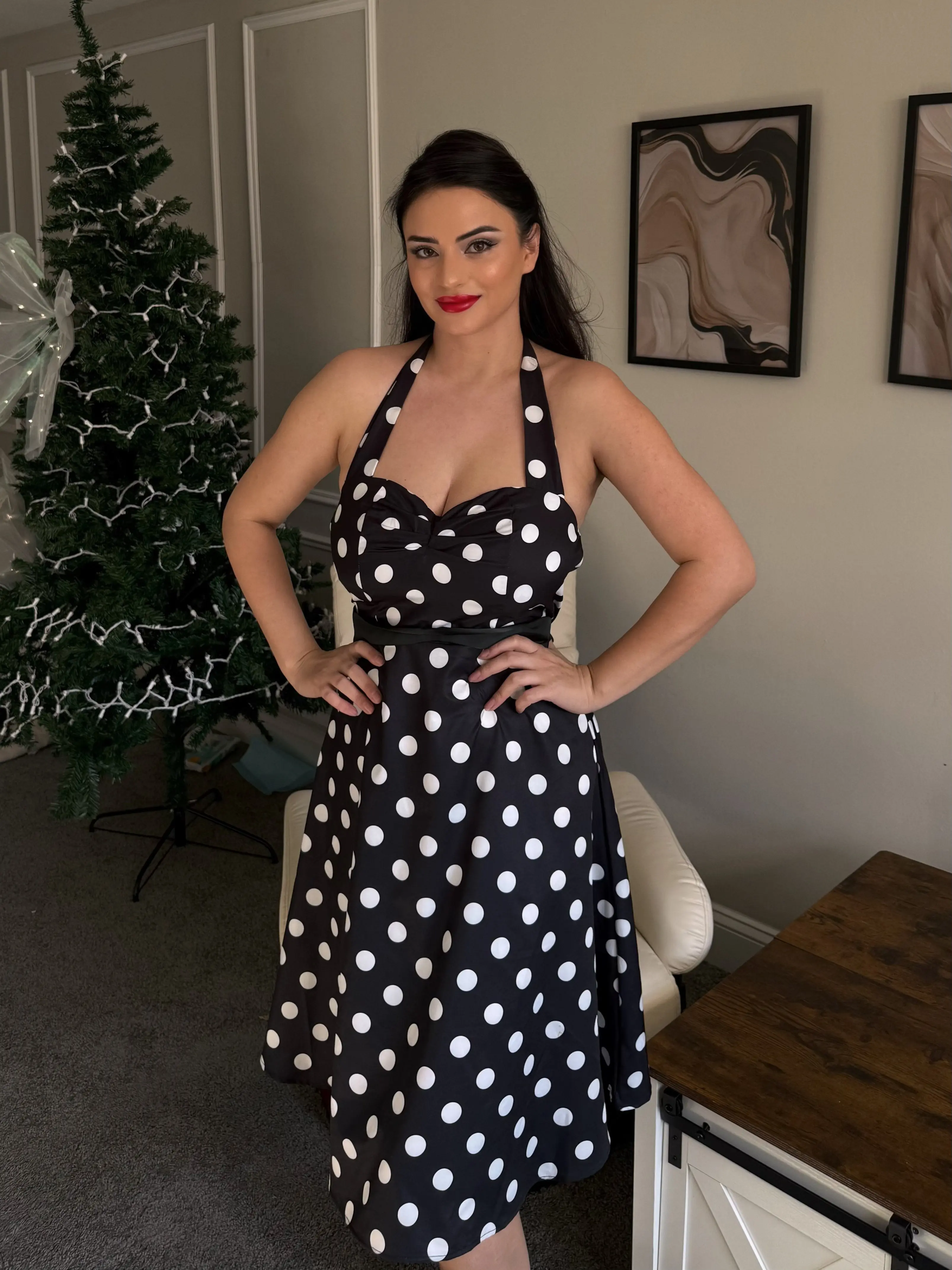 RETRO STAGE Women's 1950s Vintage Polka Dot Halter Neck Dress - Sleeveless, Bare-Shoulder, A-Line Silhouette, Bow Accent, Flared Skirt - Valentine's Day, Casual Wear, Polka Dot Dress - TikTok Shop RETRO STAGE Women's 1950s Vintage Polka Dot Halter Neck Dress - Sleeveless, Bare-Shoulder, A-Line Silhouette, Bow Accent, Flared Skirt - Valentine's Day, Casual Wear, Polka Dot Dress - TikTok Shop