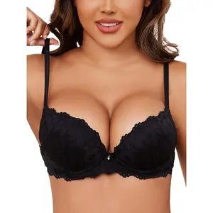 Push Up Bras for Women Add 2 Cups Sexy Lace Cleavage Extra Padded Plunge Bra Underwire