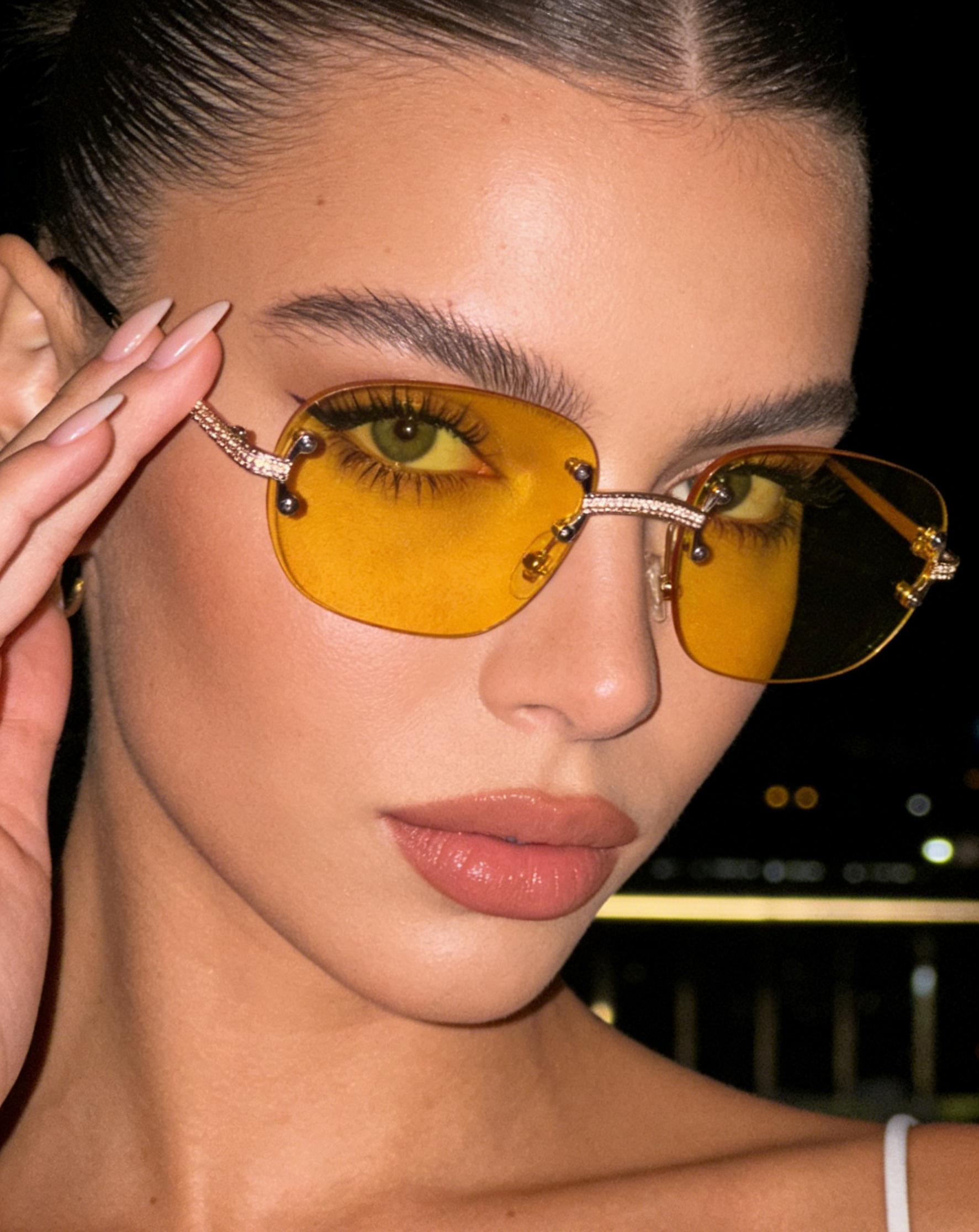 Metal frameless trimmed oval sunglasses, European and American retro fashion, high-end ins-style sunglasses