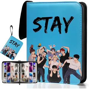 Cute Trading Photocard Binder, STAY Photo Album Cartoon Card Holder Book Storage 400 Cards with Sleeves for Lomo Cards Gift - Boys & Girls, idol Photo Protect (Blue, 4 Pockets)