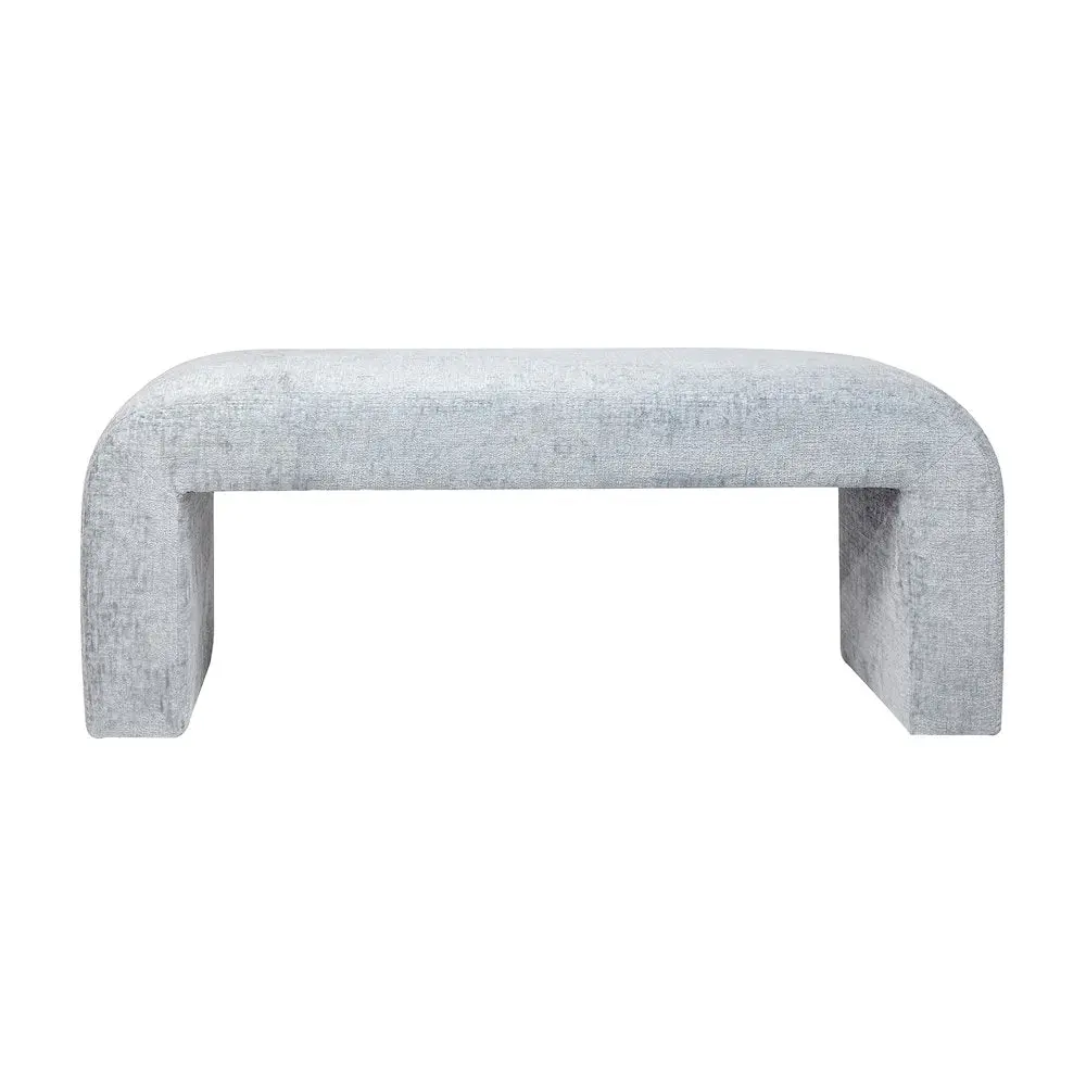 Jofran Sophia Small Modern Luxury Backless Bench - Textured Jacquard Upholstery, Curved Design, Waterfall Edge, Indoor Entryway, Living Area Furniture Stool
