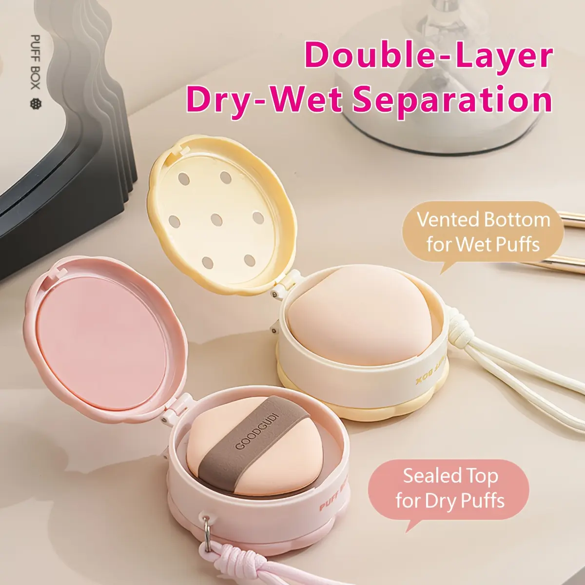 Double-Layer Puff Storage Box, Portable Multi-Purpose Organizer, Durable Plastic Case for Earrings Bracelets Necklaces