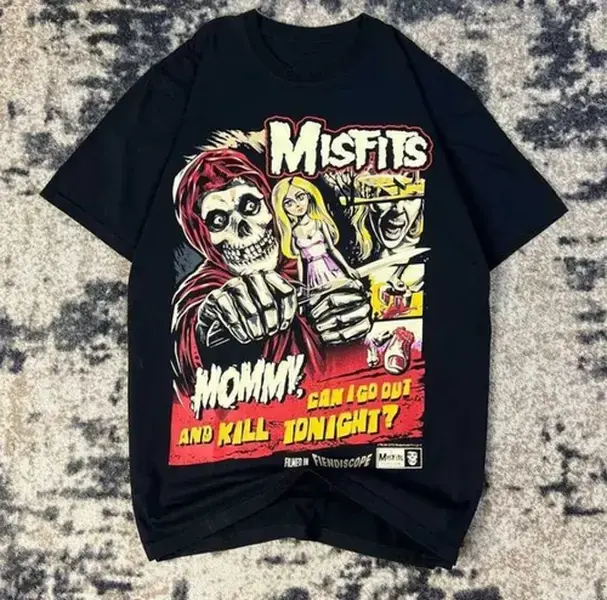 Misfits Misfits Vintage Y2K Rare Rock Band T-Shirt Streetwear Style S-5Xl Graphic Tee Heavy Cotton Tee Shirt, 100% Heavy Cotton Shirt