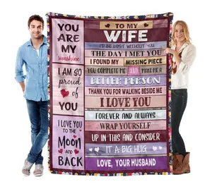 To My Wife Blanket, I Love You Forever and Always Romantic Gift from Husband, Soft Cozy Flannel Throw Blanket for Wife, Perfect for Anniversary, Birthday, Valentine's Day