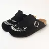 Demon Smile Men's slip-on Leather Cork Shoes Mules Adjustable, Comfortable Soft Sole, Casual Footwear for Daily Wear, Casual Embroidered Clogs