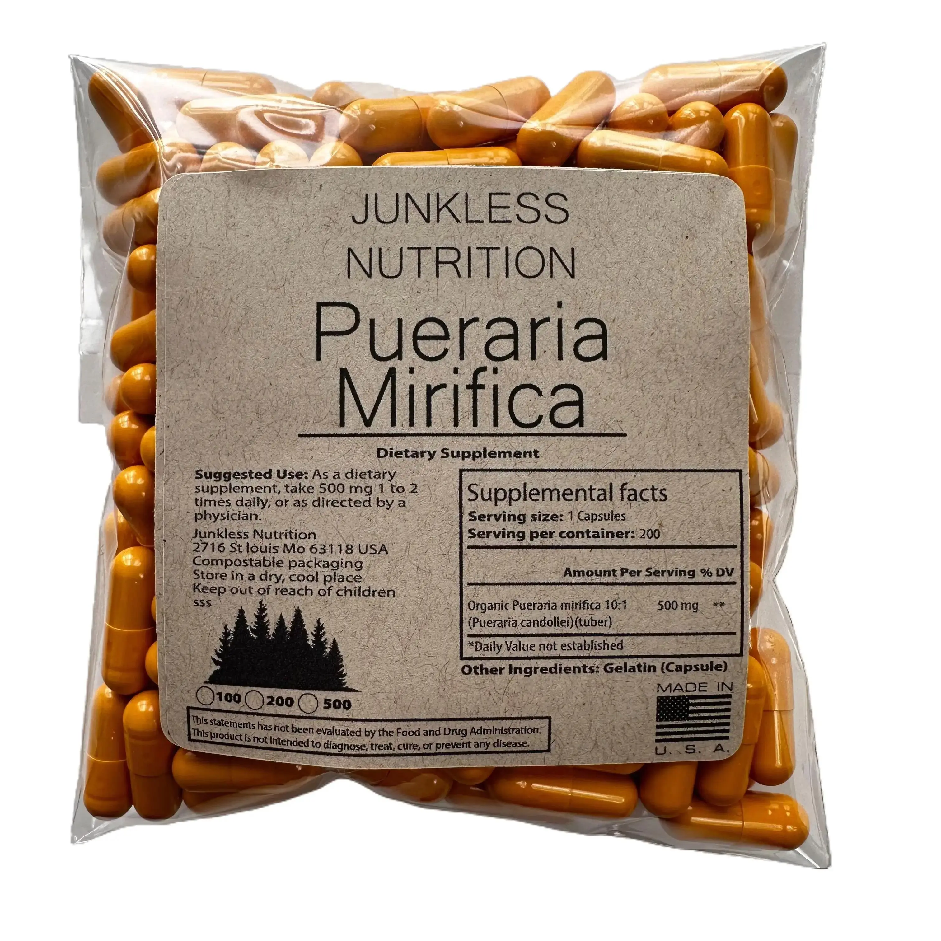 PURE Pueraria  Mirifica  -500 count- capsules Dietary herbal Supplement