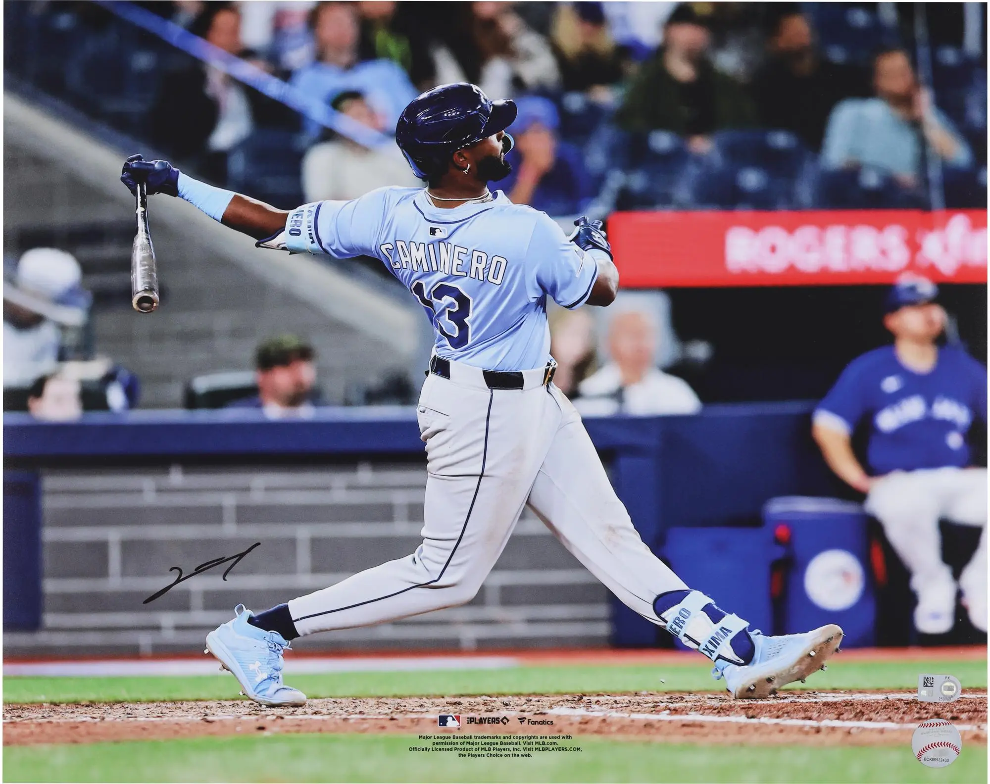 Junior Caminero Tampa Bay Rays Autographed Swinging 16" x 20" Photograph - Fanatics Authentic Certified