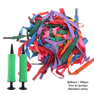 100 pcs colorful rocket balloons - equipped with 2 pcs air pumps, suitable for birthday parties, children's games, outdoor celebrations, and carnival events