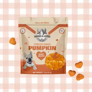 Benji & Louie Freeze Dried Pumpkin for Dogs and Cats, Heart Shaped - Natural Healthy Dog Treats and Cat Treats, Single Ingredient, 2 oz